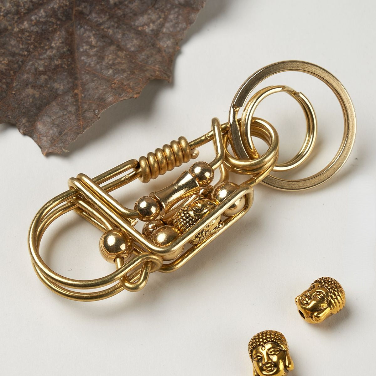 Handmade Brass Buddha Head Keychain