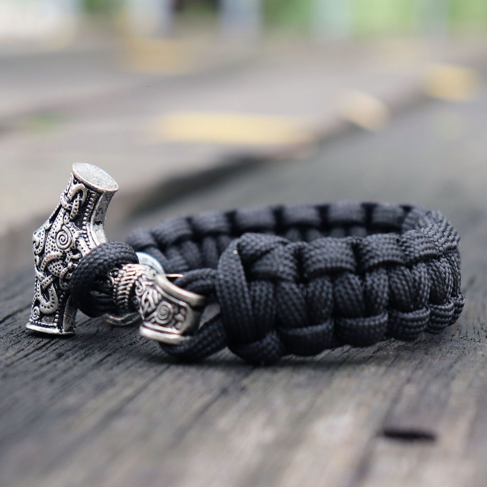 Viking Paracord Bracelet Stainless Steel Thor's Hammer
