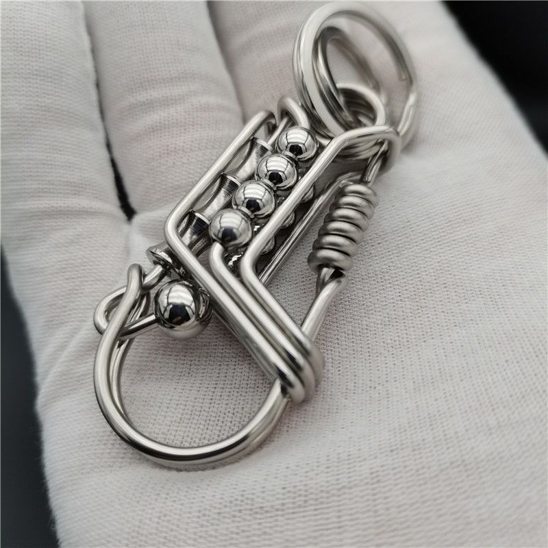 Bamboo Stainless Steel Handmade Keychain