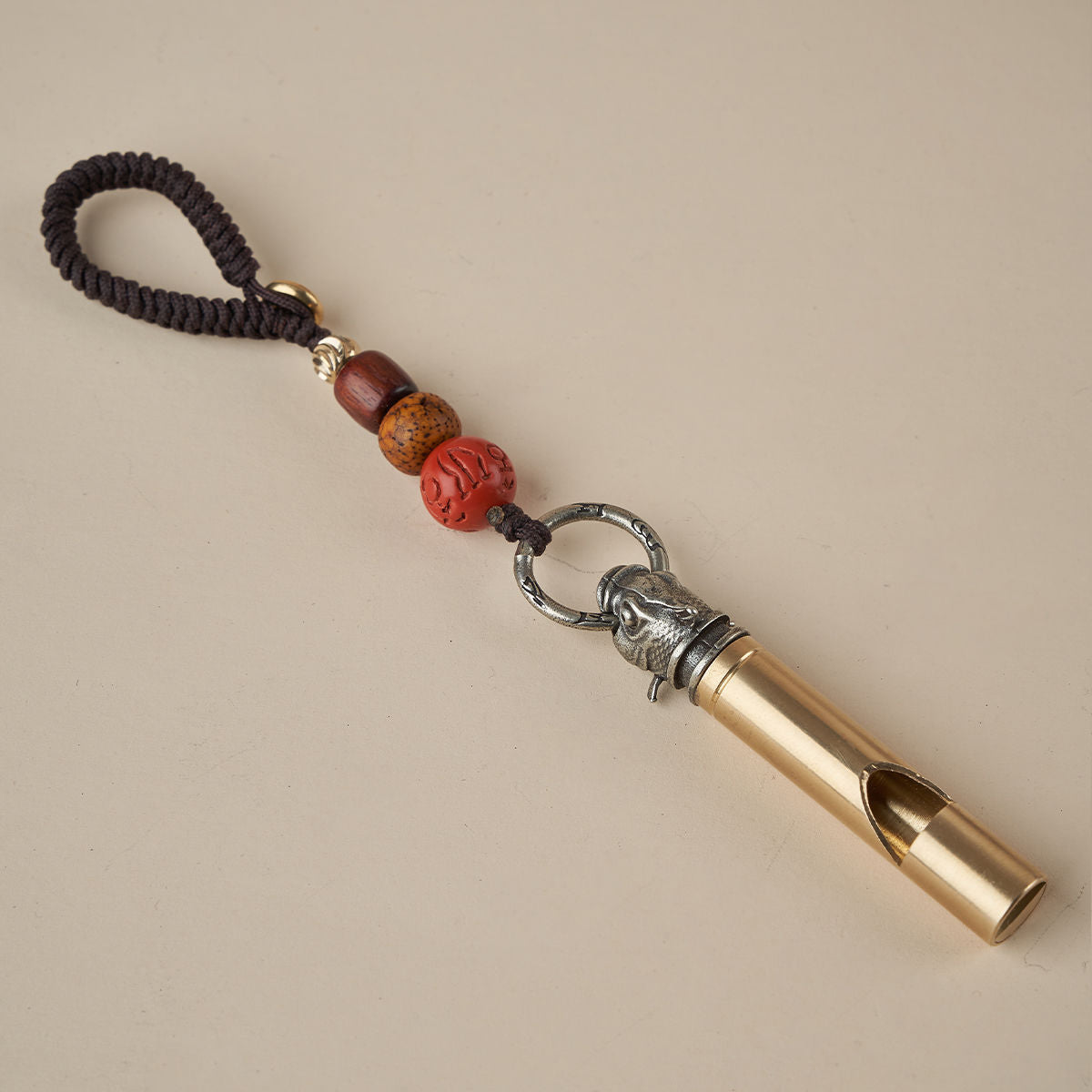 Brass whistle keychain pendant