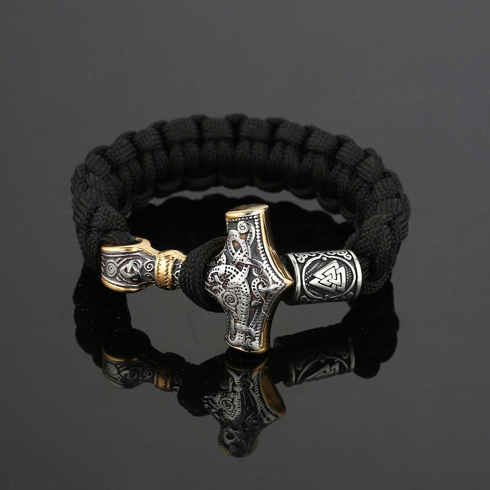 Viking Paracord Bracelet Stainless Steel Thor's Hammer
