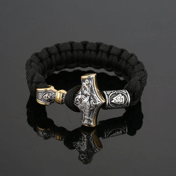 Viking Paracord Bracelet Stainless Steel Thor's Hammer