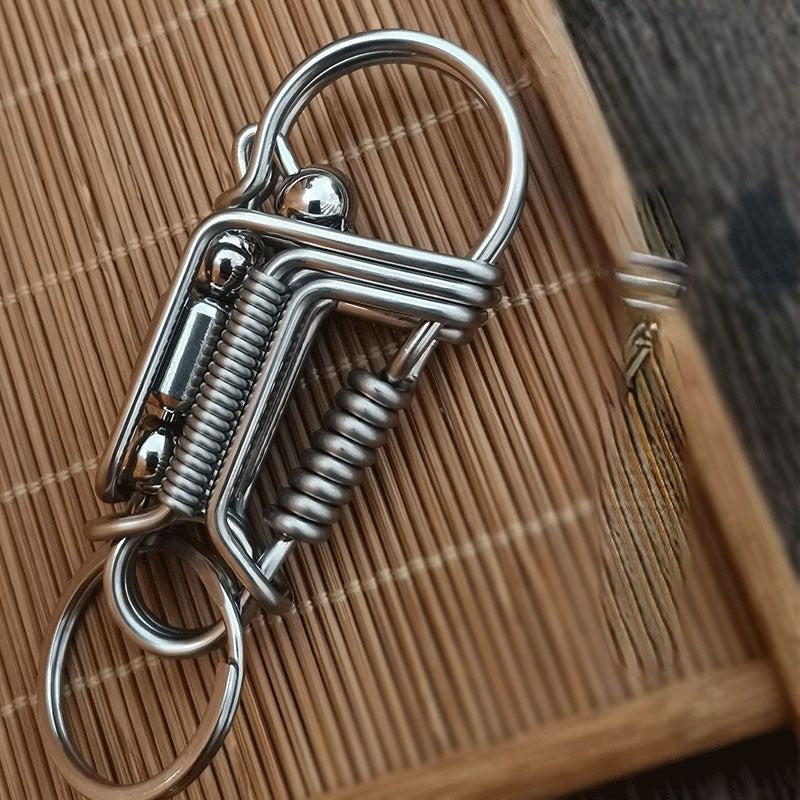 Barrel Beads Handmade Keychain [Steel & Brass]