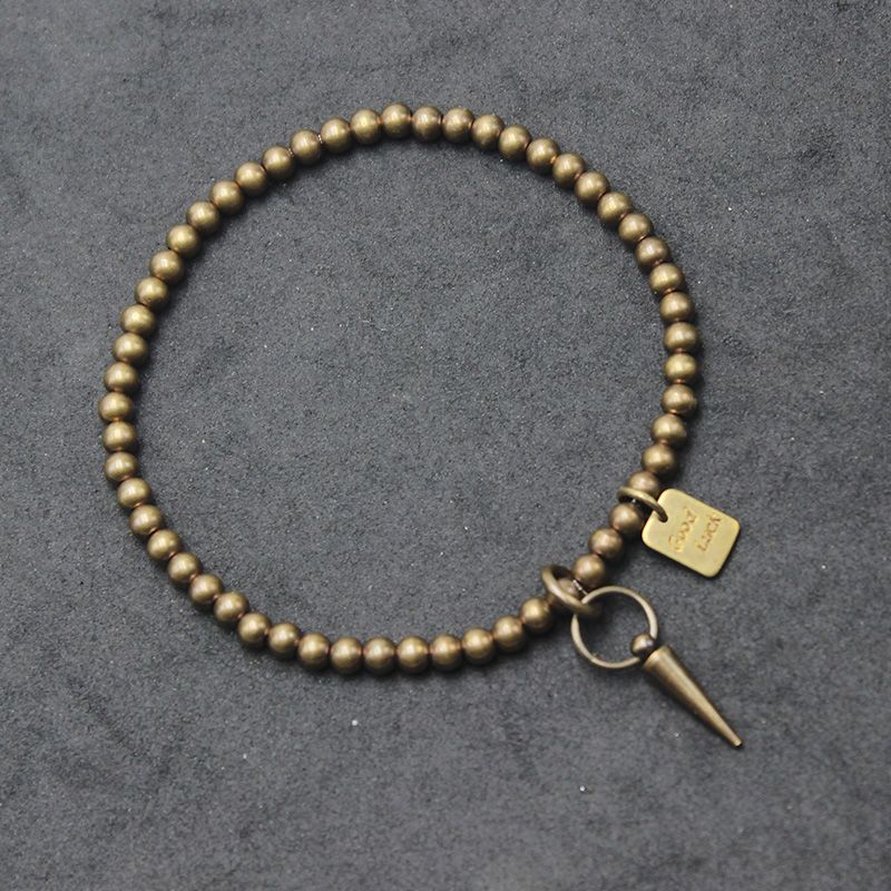 Round bead bohemian vintage brass bracelet