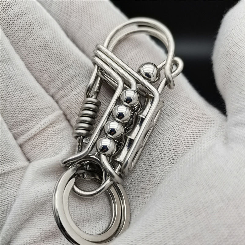 Bamboo Stainless Steel Handmade Keychain