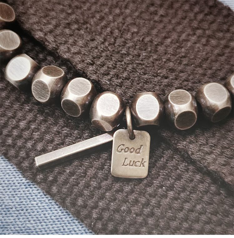 Square bead vintage brass bracelet